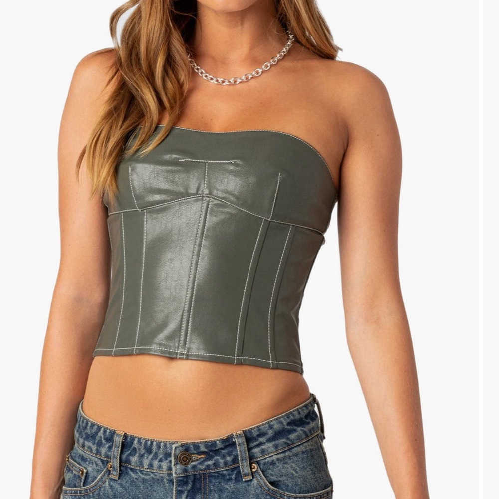 Edikted Olive Green Corset Top